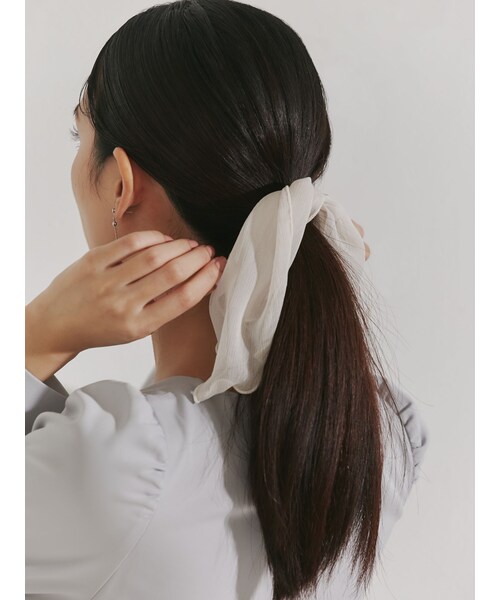 RESEXXY（リゼクシー）の「シアーリボンヘアゴム（ヘアゴム・レディース・アイボリー/ブラック/ピンク/ラベンダー・F）」の4枚目の写真