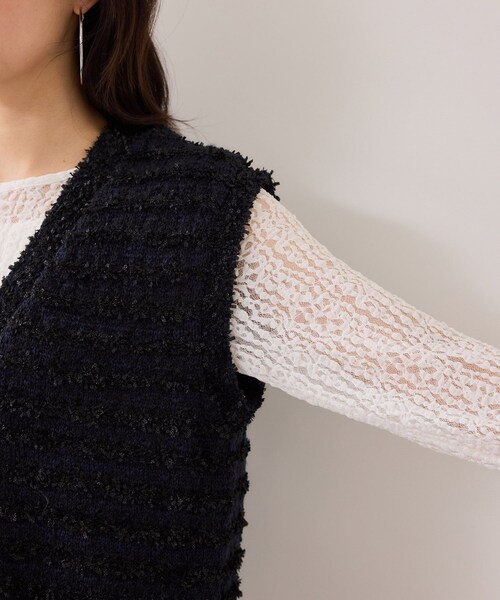 VIS(ビス)の「ツイードニットベスト/イージーケア(ベスト・レディース・キナリ系/ネイビー系・F)」の21枚目の写真