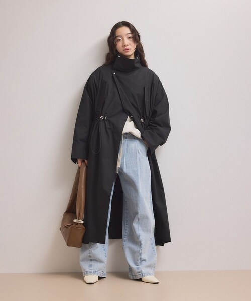 ADAM ET ROPE'(アダムエロペ)の「【WEB限定】・【サステナブル】スタンドカラーロングモッズコート(モッズコート・レディース・ブラック/オフホワイト/ブラウン系・F)」の9枚目の写真