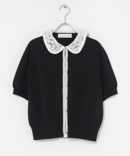 URBAN RESEARCH ROSSO（アーバンリサーチロッソ）の「MARILYN MOON　LACE COLOR KNIT CARDIGAN（カーディガン/ボレロ・レディース・BLACK/ICEGRAY・Free）」の3枚目の写真