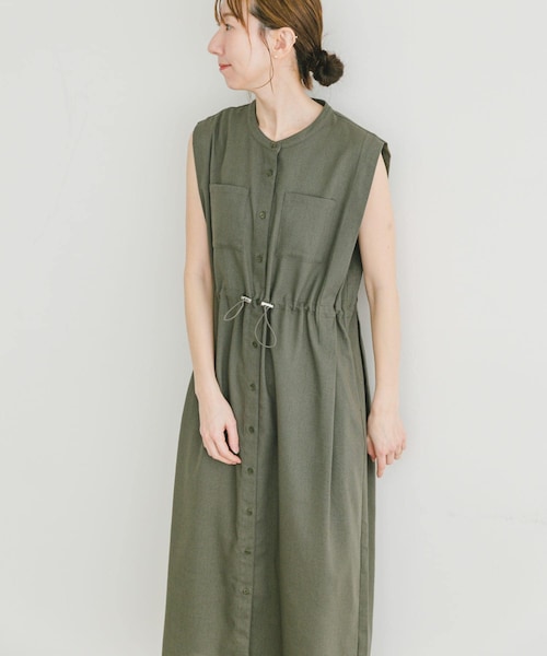 ITEMS URBANRESEARCH（アイテムズ アーバンリサーチ）の「ウエストドロストノースリワンピース（ワンピース・レディース・NVY/GRN/L.BRN・FREE）」の2枚目の写真