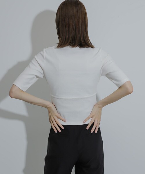 SENSE OF PLACE by URBAN RESEARCH（センスオブプレイスバイアーバンリサーチ）の「ウエストリブコンパクトトップ（Tシャツ/カットソー・レディース・L.GRAY/IVORY/BLACK/RED・one）」の13枚目の写真