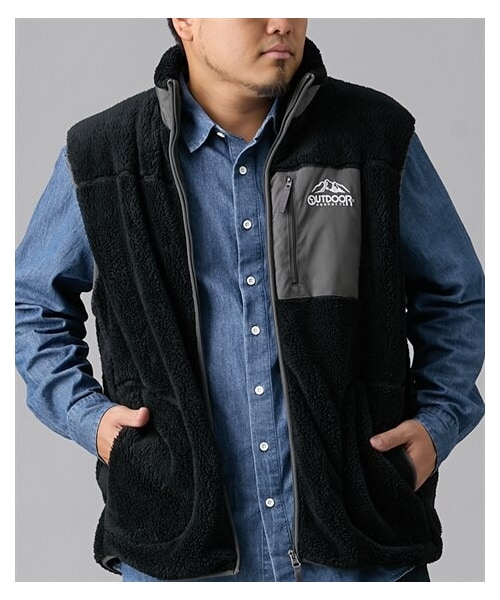 nissen（ニッセン）の「ボアフリースベスト　アウトドアプロダクツ　【大きいサイズ】（ベスト・メンズ・N9ブラック/57Aカーキ・3L/4L/5L/6L/8L）」の11枚目の写真