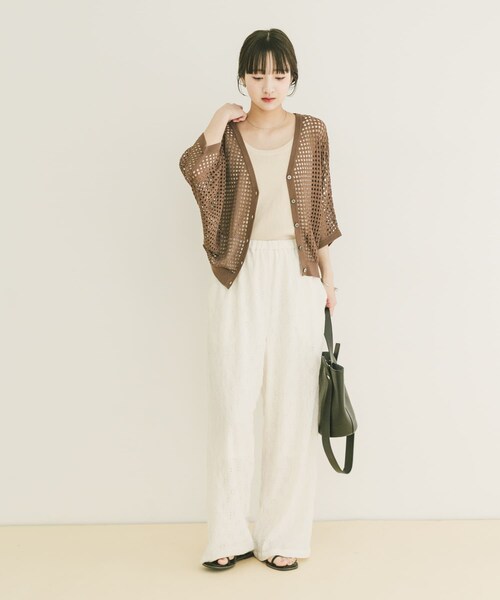 ITEMS URBANRESEARCH（アイテムズ アーバンリサーチ）の「メッシュニットカーディガン（ニット/セーター・レディース・BRN/BLK/GREGE・Free）」の20枚目の写真