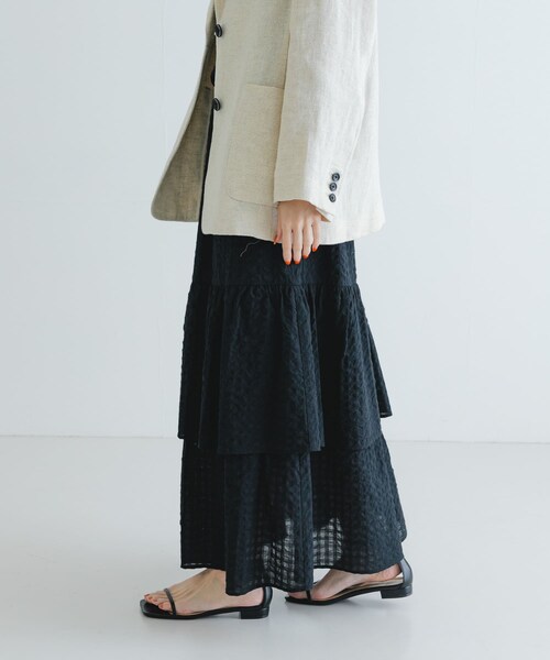 URBAN RESEARCH（アーバンリサーチ）の「サッカーティアードロングスカート（スカート・レディース・CHECK/BLACK・FREE）」の9枚目の写真