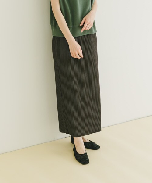 ITEMS URBANRESEARCH（アイテムズ アーバンリサーチ）の「セルフカットプリーツスカート（スカート・レディース・BEG/GRN/CHA・FREE）」の8枚目の写真
