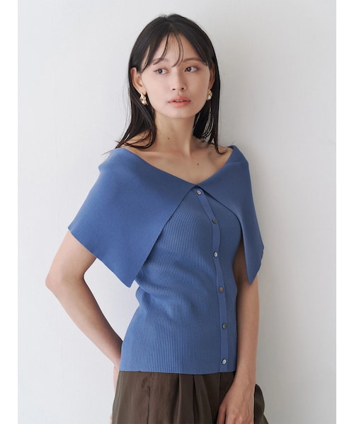 TONAL（トーナル）の「オフショルリブ2WAYニット（ニット/セーター・レディース・ブラック/レッド/ブルー・M）」の4枚目の写真