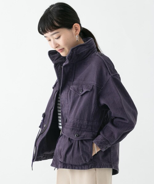 URBAN RESEARCH（アーバンリサーチ）の「WORK NOT WORK　フェードヘリンボンフィッシュテールジャケット（ミリタリージャケット・レディース・BLACK/NAVY・1/2）」の2枚目の写真