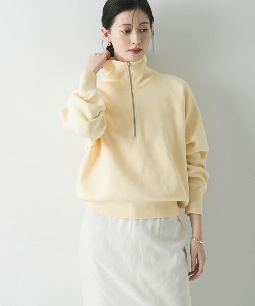 URBAN RESEARCH（アーバンリサーチ）の「ハーフジップスウェットニット（スウェット・レディース・OFF WHITE/YELLOW/NAVY・Free）」の3枚目の写真