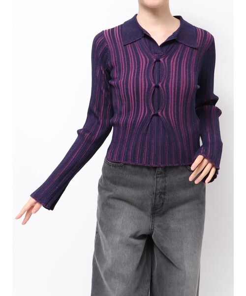 MURUA（ムルーア）の「フロントピンチニット（ニット/セーター・レディース・グレー/ブラック/パープル/ベージュ・F）」の15枚目の写真