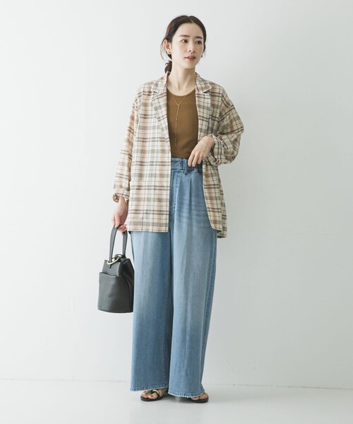 URBAN RESEARCH（アーバンリサーチ）の「コットンテレコタンクトップ（タンクトップ・レディース・ECRU/CHARCOAL/AMBER・Free）」の18枚目の写真