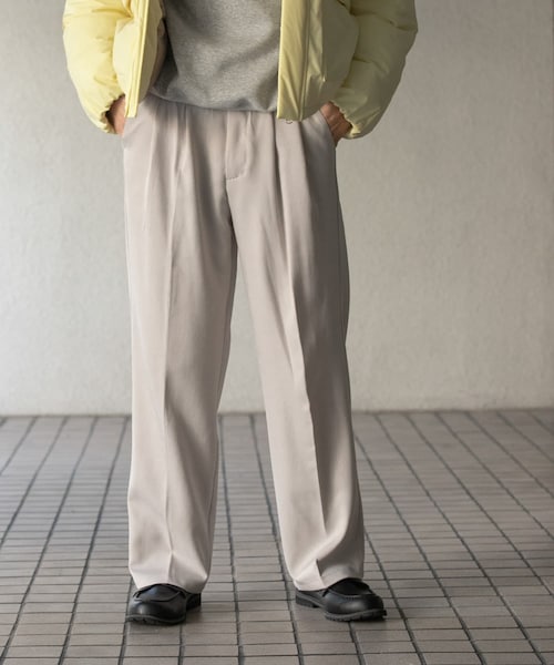 SENSE OF PLACE by URBAN RESEARCH（センスオブプレイスバイアーバンリサーチ）の「『セットアップ対応』ウールライクダブルタックワイドパンツ（その他パンツ・メンズ・BLACK/CHARCOAL/GREIGE/NAVY・S/M/L）」の3枚目の写真