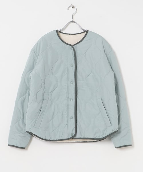 THE GOODLAND MARKET（ザグッドランドマーケット）の「AIGLE　リバーシブル シェルパフリース（ノーカラージャケット・レディース・TAUPE/CELADON・S/M/L）」の5枚目の写真