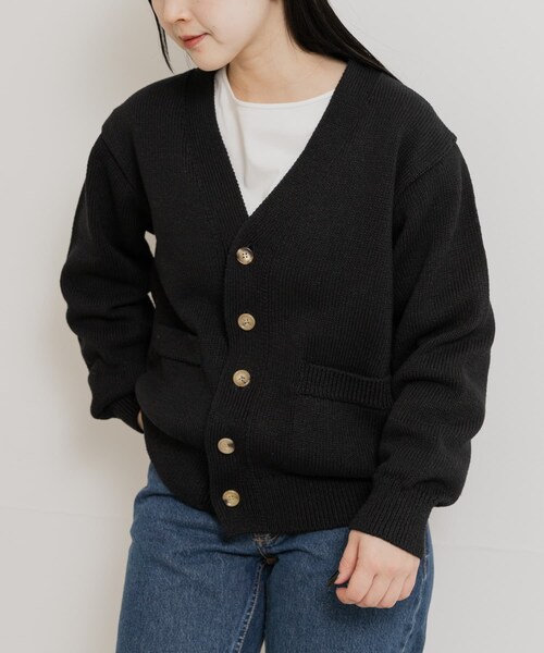THE GOODLAND MARKET（ザグッドランドマーケット）の「米富繊維　WASHI COTTON KNIT CARDIGAN（カーディガン/ボレロ・レディース・40IVORY/14BLACK/31PINK・1/3）」の13枚目の写真