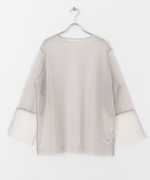 SENSE OF PLACE by URBAN RESEARCH(センスオブプレイスバイアーバンリサーチ)の「シアーチュールトップ(Tシャツ/カットソー・レディース・IVO×GRY/BEG×IVO/C.GRY×GRY/BLK×C.GRY・one)」の19枚目の写真