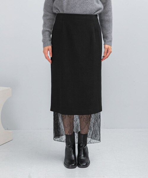 URBAN RESEARCH ROSSO（アーバンリサーチロッソ）の「レースレイヤードミディスカート（スカート・レディース・IVORY/BLACK・36/38）」の17枚目の写真
