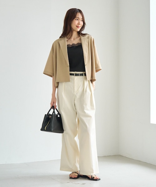 ROPE' PICNIC(ロペピクニック)の「レースドッキングリブキャミソール(キャミソール・レディース・ブラック/ホワイト・F)」の5枚目の写真