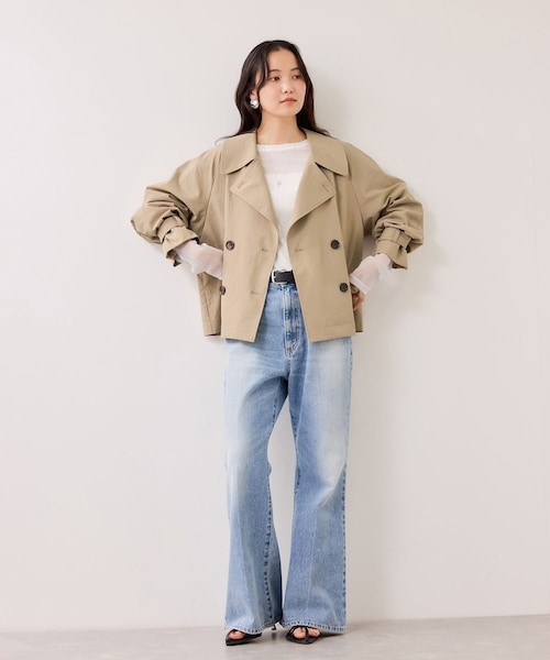 VIS（ビス）の「ショートトレンチコート/UVケア・撥水・花粉ガード（トレンチコート・レディース・ベージュ系/ネイビー・F）」の6枚目の写真