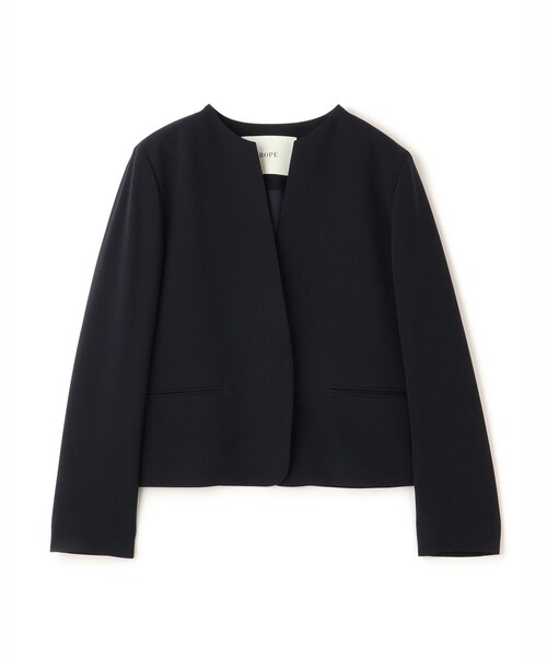 ROPE'(ロペ)の「トリアセダブルクロス クルーネックジャケット/イージーケア・セットアップ対応・26SS(ノーカラージャケット・レディース・ベージュ/ネイビー・36/38/40)」の12枚目の写真