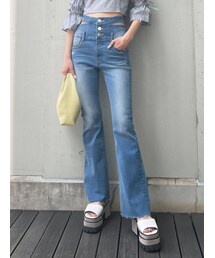 EMODA | サイドオープンハイウエストフレアパギンス(デニムパンツ)