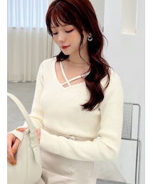 RESEXXY | デコルテクロスニットトップス(ニット/セーター)