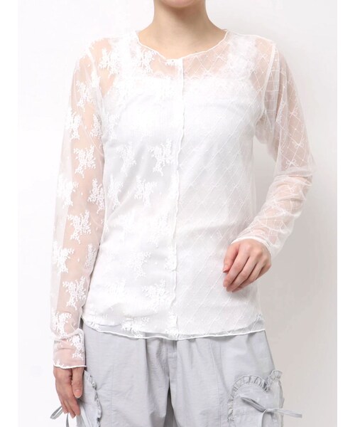 merry jenny（メリージェニー）の「シアーレースコンビTOPS（Tシャツ/カットソー・レディース・オフホワイト/アイボリー/ブラック・F）」の8枚目の写真