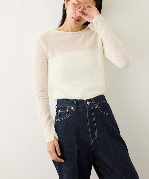 ROPE'（ロペ）の「コットンシアーロングスリーブカットソー/イージーケア（Tシャツ/カットソー・レディース・ブラック/ホワイト/ブラウン・F）」の10枚目の写真