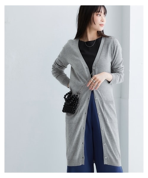 nissen（ニッセン）の「綿混シンプルロング丈ニットカーディガン（ＵＶカット・毛玉になりにくい）＜大きいサイズ有＞（カーディガン/ボレロ・レディース・黒/杢グレー/ブラウン杢/アイボリー杢/チェリーピンク/ミントグリーン/レモンイエロー/ラベンダー/ライトベージュ/ターコイズブルー/ペールブルー/オフホワイト/チャコールグレー杢/ローズピンク・S/M/L/LL/3L/4L/5L/6L/8L/10L）」の16枚目の写真