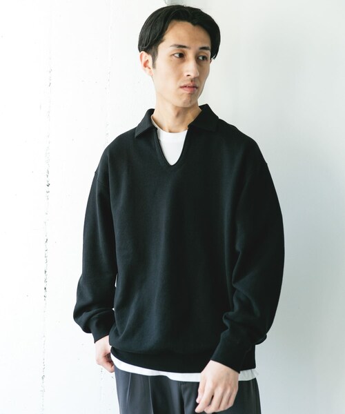 URBAN RESEARCH DOORS(アーバンリサーチドアーズ)の「TOMPKINS裏毛 スキッパースウェット(スウェット・メンズ・GREIGE/BLACK/NAVY・M/L)」の21枚目の写真