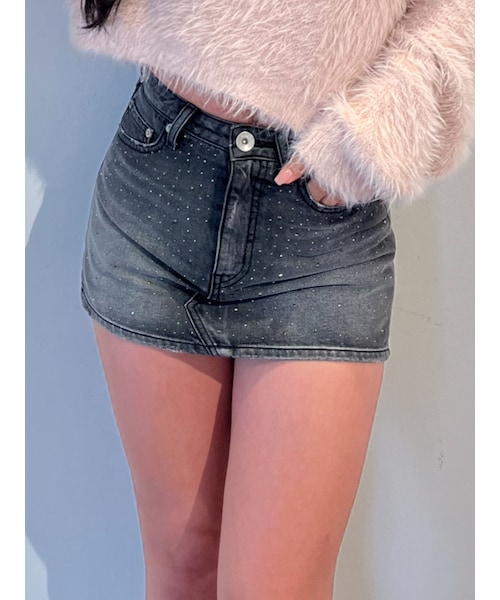 GYDA（ジェイダ）の「bijouデニムスカートライクショートパンツ（デニムスカート・レディース・ブラック/ブルー/アイスブルー/インディゴ・XS/S/M）」の3枚目の写真