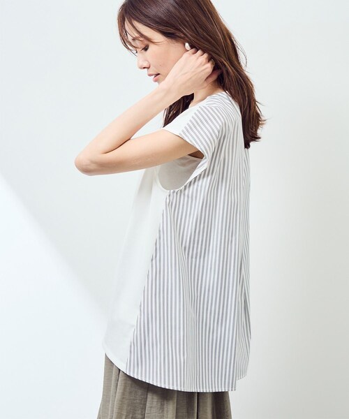 ROPE' PICNIC(ロペピクニック)の「ストライプドッキングフレンチスリーブプルオーバー(Tシャツ/カットソー・レディース・ホワイト系/ネイビー・38)」の13枚目の写真