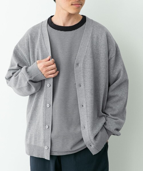 URBAN RESEARCH Sonny Label（アーバンリサーチサニーレーベル）の「強撚コットンニットカーディガン（カーディガン/ボレロ・メンズ・グレー/チャコール/レッド・M/L）」の8枚目の写真