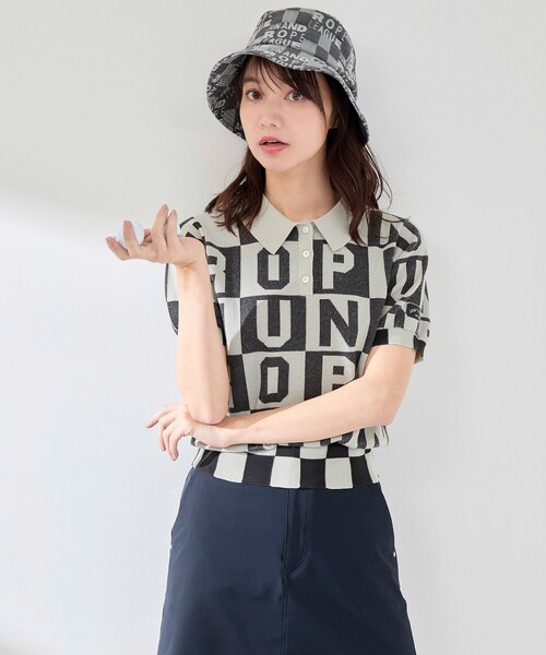 ROPE'（ロペ）の「ロゴジャカード半袖ニット（ニット/セーター・レディース・ブラック/サックス/イエロー・L/M/S）」の4枚目の写真