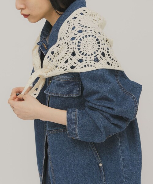 KBF（ケイビーエフ）の「トライアングルクロシェスカーフ（バンダナ/スカーフ・レディース・IVORY/D.BROWN・One）」の16枚目の写真