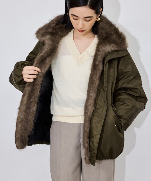 ADAM ET ROPE'（アダムエロペ）の「【STAND STUDIO（スタンド スタジオ）】Thilda Jacket（MA-1・レディース・カーキ・34）」の10枚目の写真