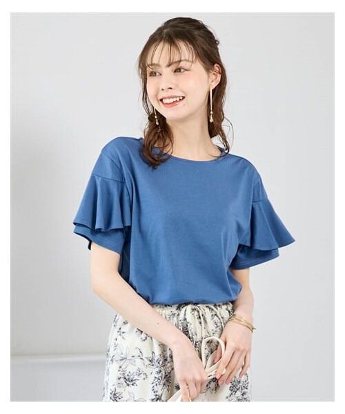 nissen（ニッセン）の「大きいサイズ 二重袖フレアスリーブプルオーバー（接触冷感・UVカット・吸汗速乾）（Tシャツ/カットソー・レディース・アイスグレー/黒/ブルーグレー・L/LL/3L/4L/5L/6L/8L/10L）」の3枚目の写真