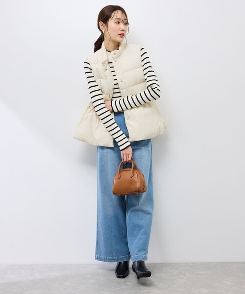 ROPE' PICNIC（ロペピクニック）の「【GREEN DOWN/グリーンダウン】ペプラムダウンベスト（ダウンベスト・レディース・ブラック/オフホワイト・F）」の16枚目の写真