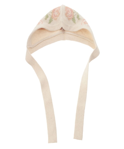 merry jenny（メリージェニー）の「rose earflap hat（ニットキャップ/ビーニー・レディース・オフホワイト/アイボリー/ブラウン・F）」の4枚目の写真