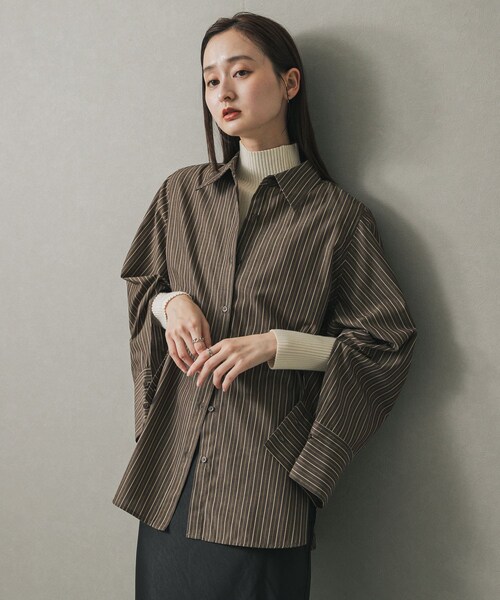 SENSE OF PLACE by URBAN RESEARCH（センスオブプレイスバイアーバンリサーチ）の「スリットスリーブルーズシャツ（シャツ/ブラウス・レディース・IVORY/L.BLUE/BLU×WHT/BRN×BEG・one）」の14枚目の写真