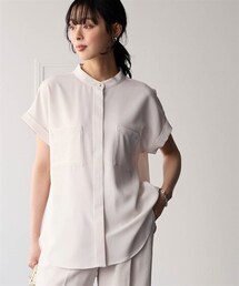 nissen | 【しわシャキ】Wポケットバンドカラーシャツ（防しわ・形態安定・接触冷感・UVカット）＜大きいサイズ有＞(シャツ/ブラウス)