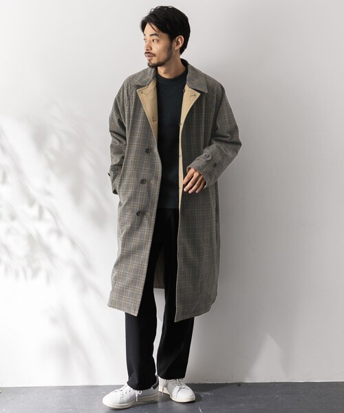 URBAN RESEARCH Sonny Label（アーバンリサーチサニーレーベル）の「チェックリバーシブルオーバーコート（ステンカラーコート・メンズ・ベージュ/ネイビー・M/L）」の17枚目の写真