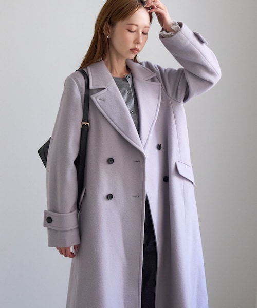 ROPE' PICNIC(ロペピクニック)の「JAPAN FABRIC ダブルチェスターロング丈ウールコート(チェスターコート・レディース・ブラック/グレー/ベージュ系/ラベンダー・F)」の4枚目の写真