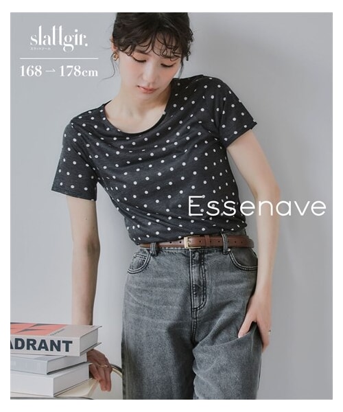nissen（ニッセン）の「高身長　シアードットクルーネック半袖プルオーバー（トールサイズ）Essenave（Tシャツ/カットソー・レディース・グレー系/黒系・MTT/LTT/LLTT/3LTT）」の2枚目の写真