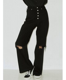 jouetie | ハイウエストダメージワイドパンツ(デニムパンツ)