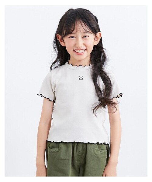 nissen（ニッセン）の「選べる♪リブ半袖デザインTシャツ（女の子）（Tシャツ/カットソー・キッズ・黒/ベージュ/ブルー/パープル/ピンク・100/110/120/130/140/150/160）」の14枚目の写真