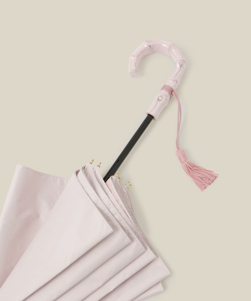 ROPE'（ロペ）の「【晴雨兼用・高機能】スライド式 ショートバンブーパラソル【UVカット/遮光・遮熱・防水効果】（長傘・レディース・ブラック/オフホワイト/ブルー系/ピンク系・F）」の13枚目の写真