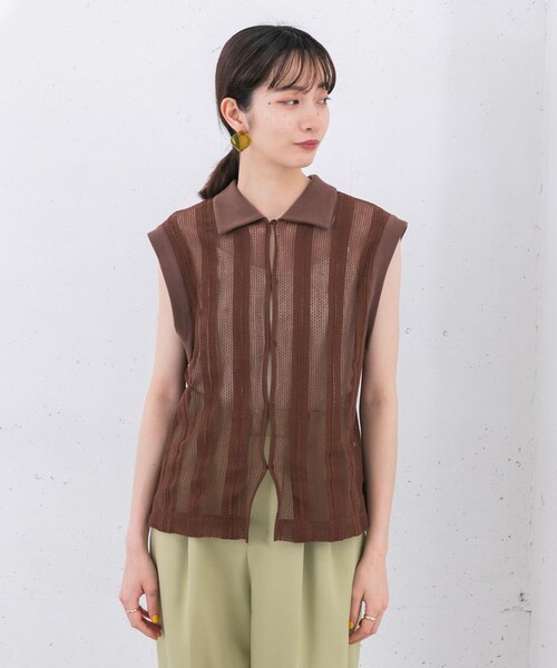 KBF（ケイビーエフ）の「レースノースリーブポロシャツ（ポロシャツ・レディース・L.BLUE/IVORY/BROWN・one）」の12枚目の写真