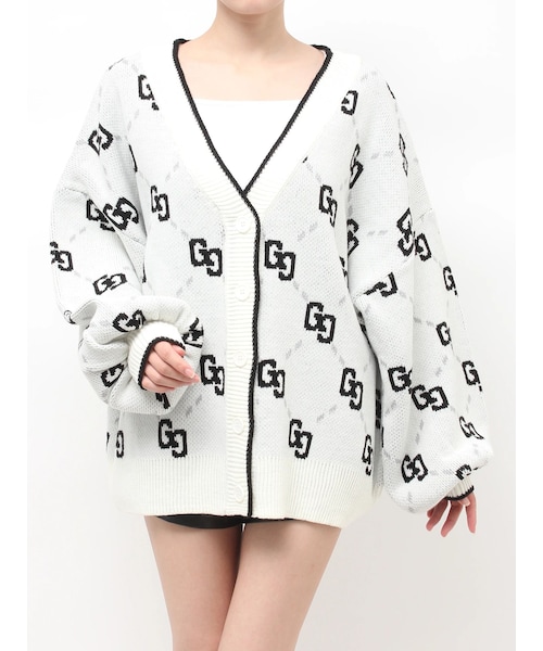 GG glitter quiltingニットカーディガン