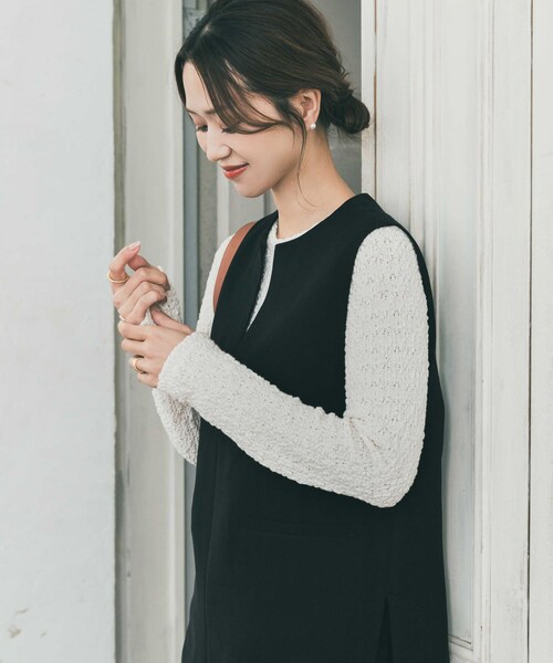 URBAN RESEARCH DOORS（アーバンリサーチドアーズ）の「ポコポコレースロングTシャツ（Tシャツ/カットソー・レディース・OFF/BLACK・Free）」の7枚目の写真