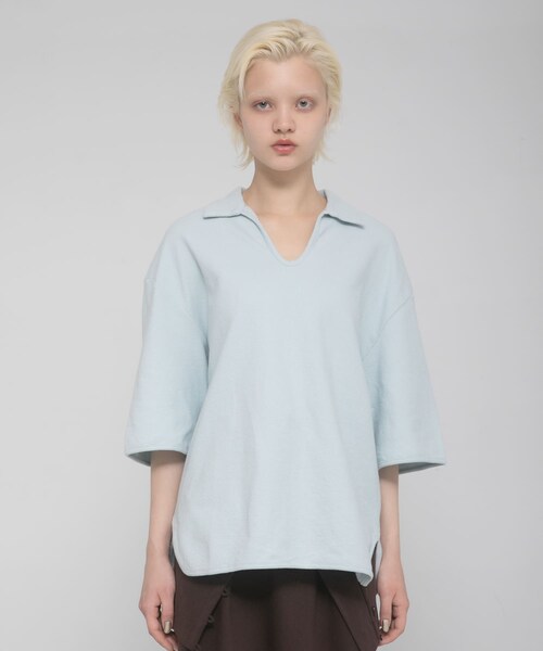 LAATO（ラート）の「open collared tee（Tシャツ/カットソー・レディース・クリーム/モス/スカイ・Free）」の4枚目の写真